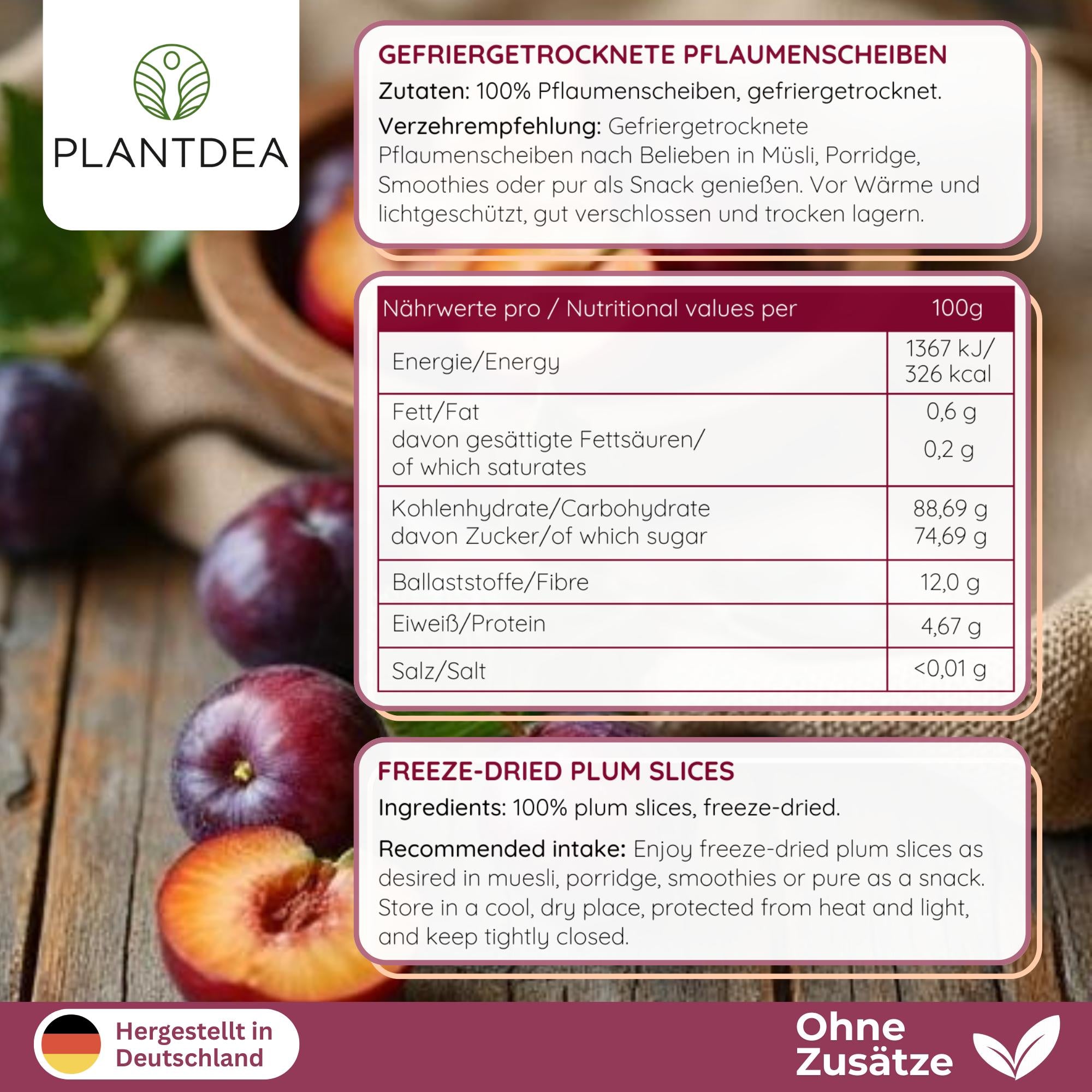 Gefriergetrocknete Pflaumen