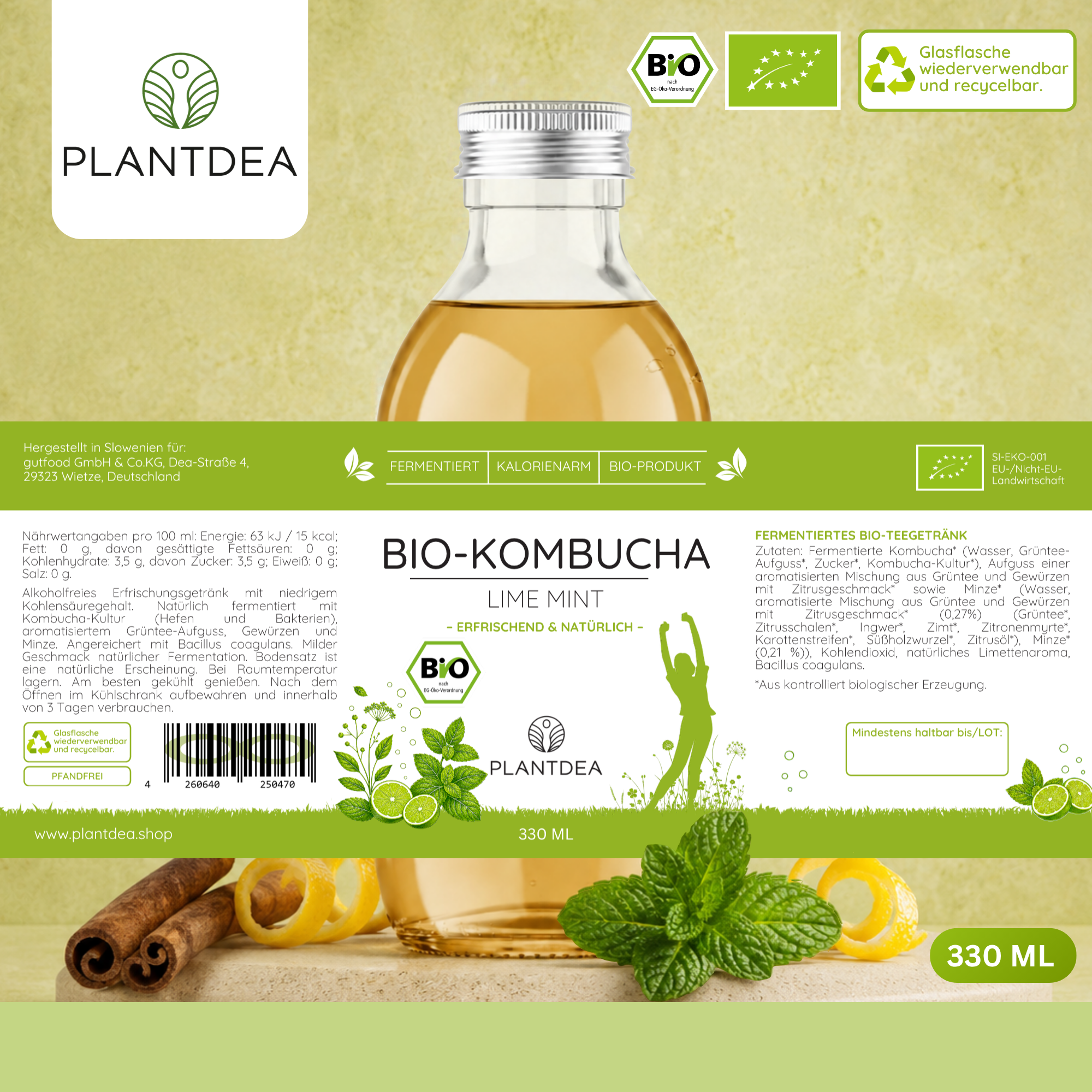 Bio Kombucha Lime Mint