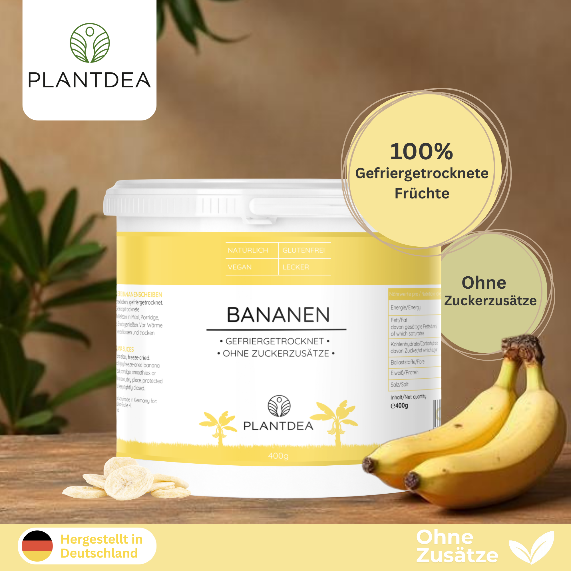 Gefriergetrocknete Bananen