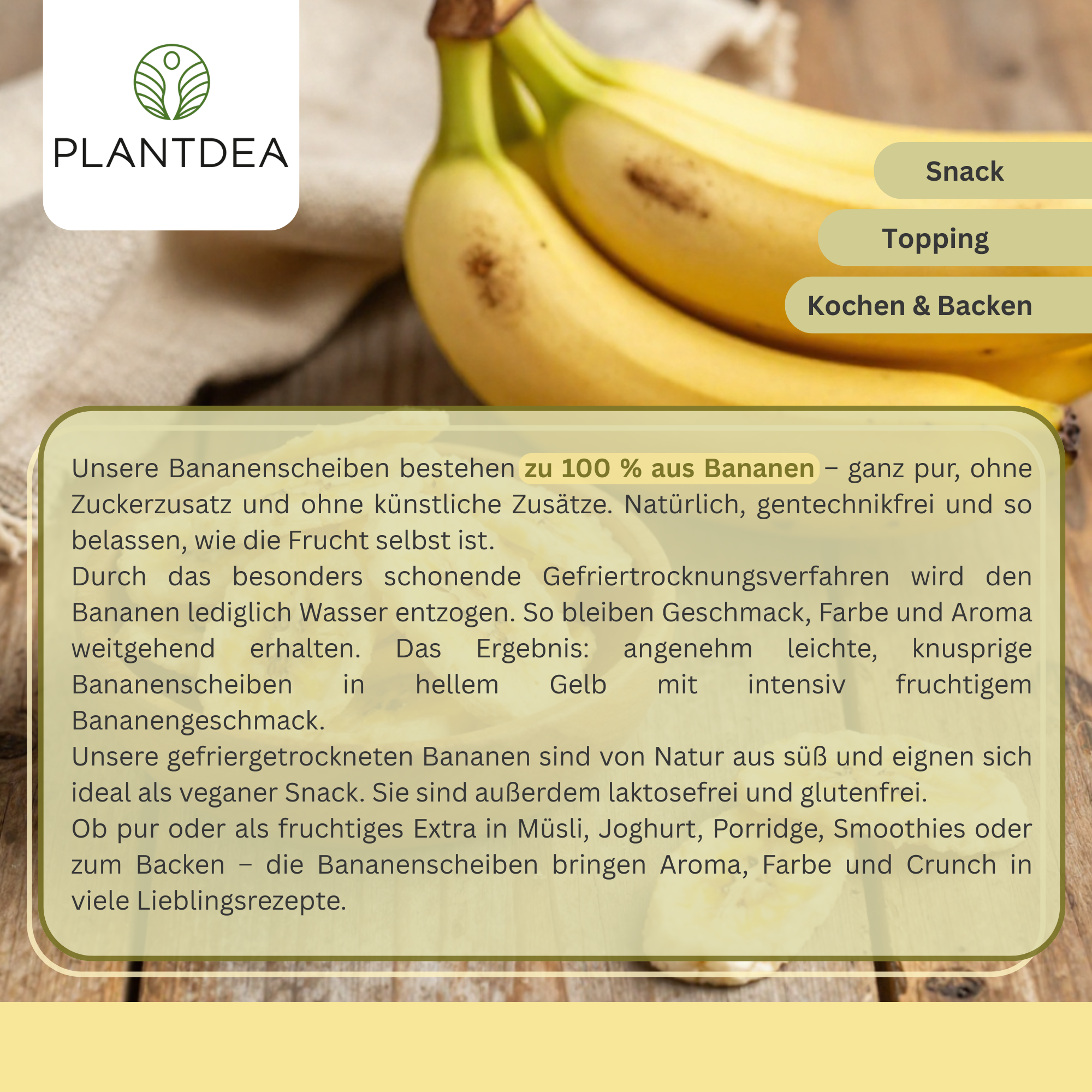 Gefriergetrocknete Bananen