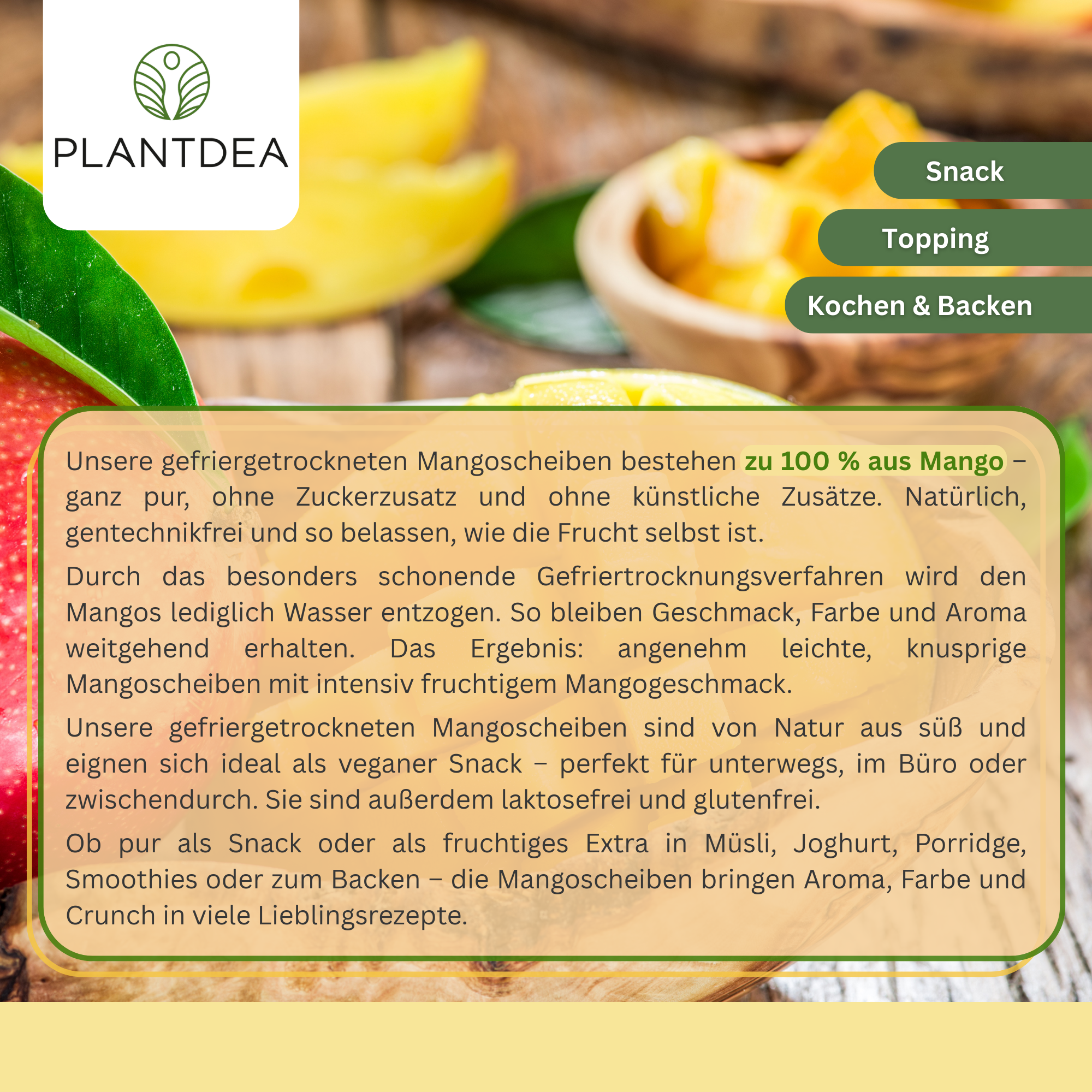 Gefriergetrocknete Mangoscheiben
