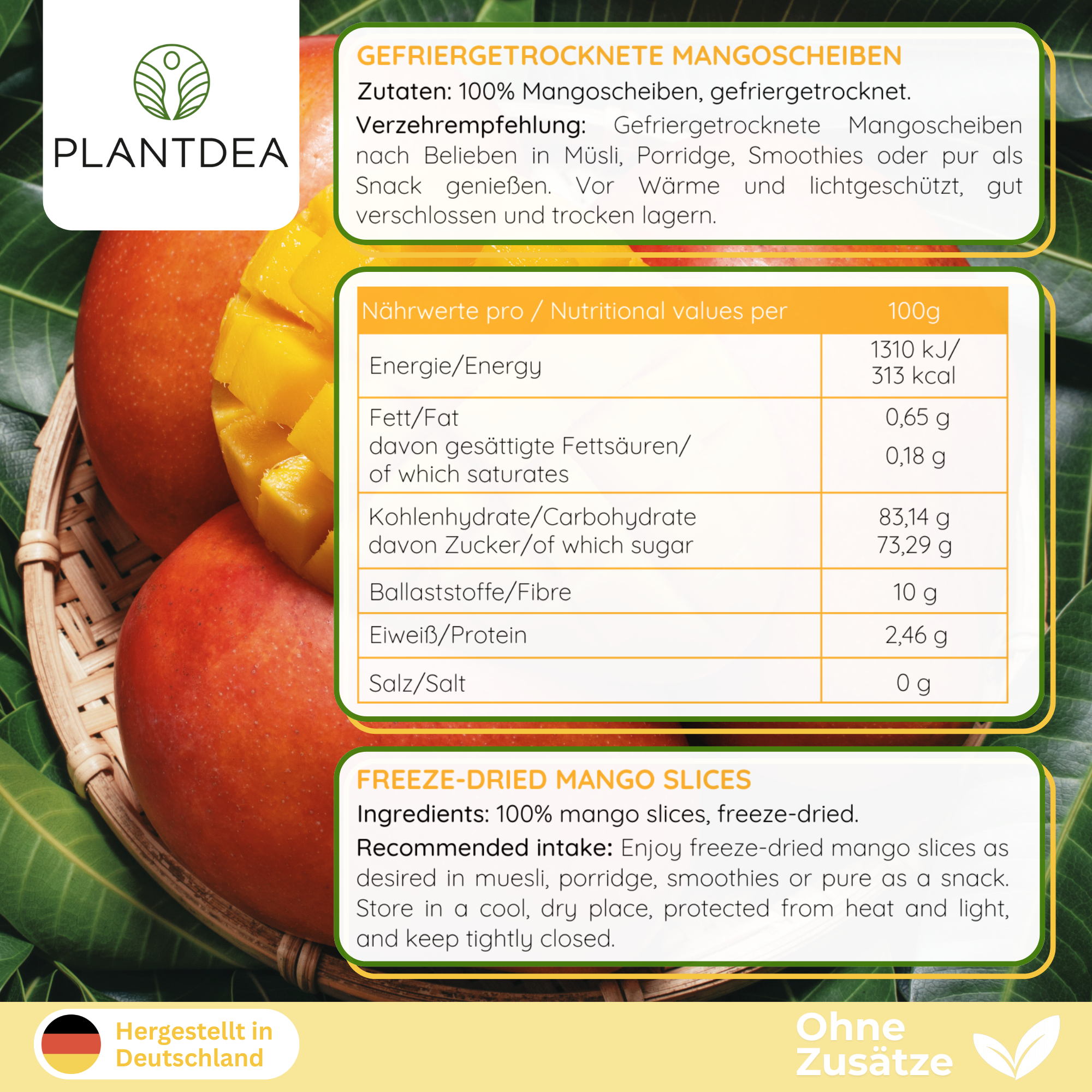 Gefriergetrocknete Mangoscheiben